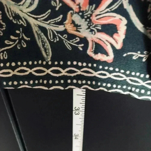 Christopher & Banks 3/4 sleeve, scoop sheered v-neck tie,floral blouse - Picture 6 of 7